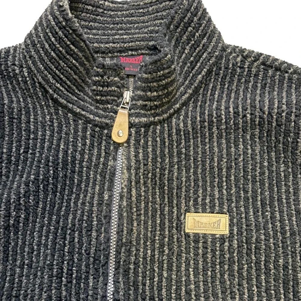 VTG Marker Fleece Vest Large Gray Ribbed Full Zip USA Made Ski Gorpcore Outdoor